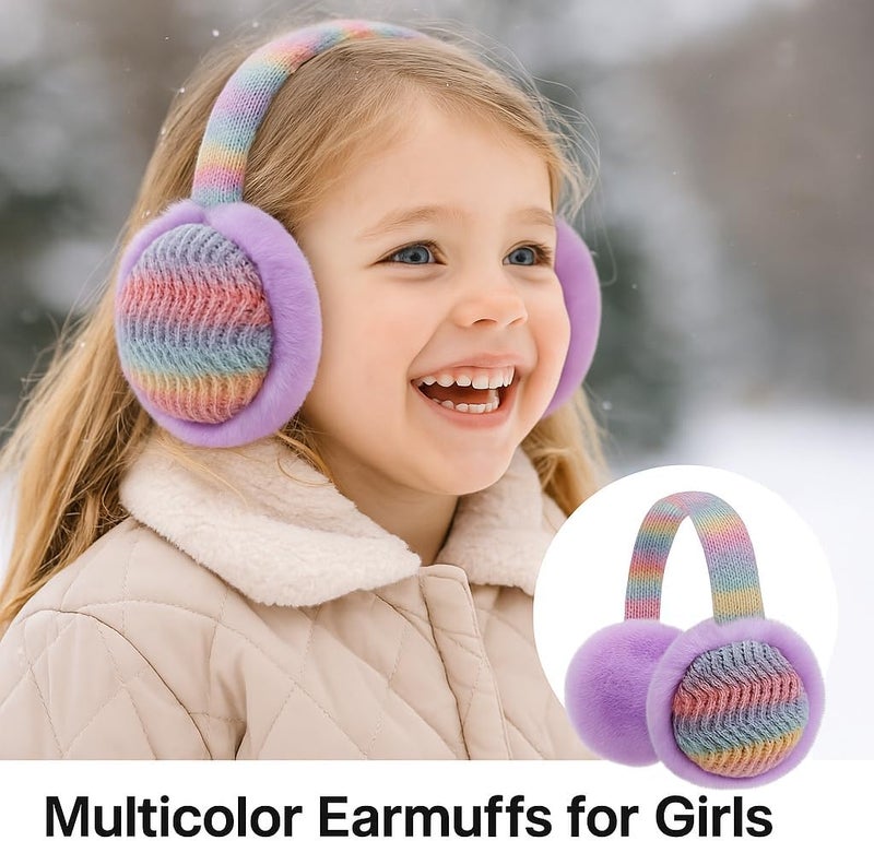 BUTITNOW Winter Knit EarMuffs for Kids Warm Furry Girls Ear Muffs Plush Toddler Ear Warmers Outdoor Ear Covers - Image 2